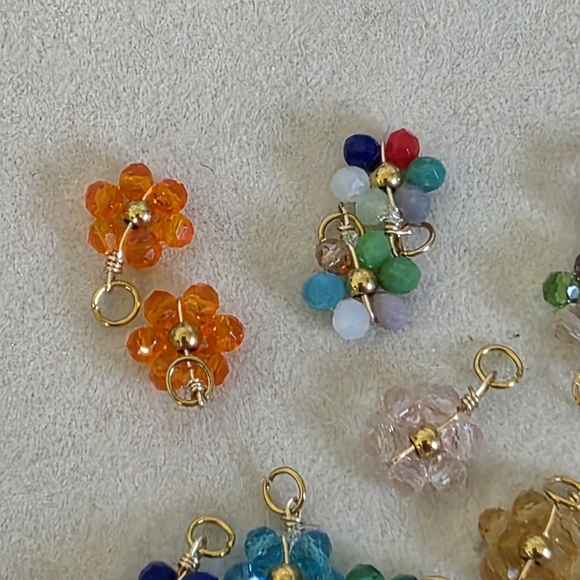 20 Small Multi Color Glass Flower Charms For Jewelry Making - Picture 6 of 6